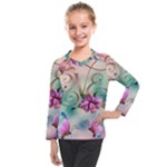 Love Amour Butterfly Colors Flowers Text Kids  Long Mesh T-Shirt