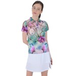 Love Amour Butterfly Colors Flowers Text Women s Polo T-Shirt