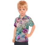 Love Amour Butterfly Colors Flowers Text Kids  Polo T-Shirt