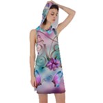Love Amour Butterfly Colors Flowers Text Racer Back Hoodie Dress