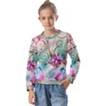 Love Amour Butterfly Colors Flowers Text Kids  Long Sleeve T-Shirt with Frill 