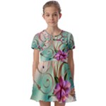 Love Amour Butterfly Colors Flowers Text Kids  Short Sleeve Pinafore Style Dress