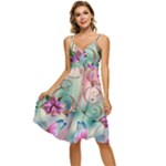 Love Amour Butterfly Colors Flowers Text Sleeveless Tie Front Chiffon Dress
