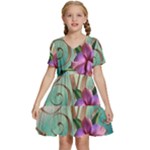 Love Amour Butterfly Colors Flowers Text Kids  Short Sleeve Tiered Mini Dress