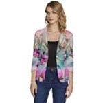Love Amour Butterfly Colors Flowers Text Women s One-Button 3/4 Sleeve Short Jacket