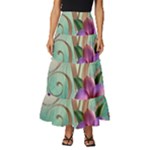 Love Amour Butterfly Colors Flowers Text Tiered Ruffle Maxi Skirt