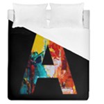 Bstract, Dark Background, Black, Typography,a Duvet Cover (Queen Size)