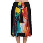 Bstract, Dark Background, Black, Typography,a Velvet Flared Midi Skirt