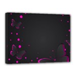 Butterflies, Abstract Design, Pink Black Canvas 16  x 12  (Stretched)