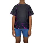 Butterflies, Abstract Design, Pink Black Kids  Short Sleeve Swimwear