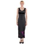 Butterflies, Abstract Design, Pink Black Fitted Maxi Dress