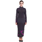 Butterflies, Abstract Design, Pink Black Turtleneck Maxi Dress