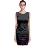 Butterflies, Abstract Design, Pink Black Classic Sleeveless Midi Dress