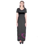 Butterflies, Abstract Design, Pink Black Short Sleeve Maxi Dress