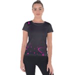 Butterflies, Abstract Design, Pink Black Short Sleeve Sports Top 