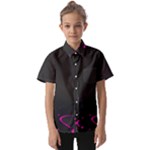 Butterflies, Abstract Design, Pink Black Kids  Short Sleeve Shirt