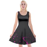 Butterflies, Abstract Design, Pink Black Reversible Velvet Sleeveless Dress