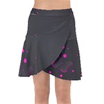 Butterflies, Abstract Design, Pink Black Wrap Front Skirt