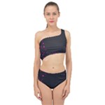 Butterflies, Abstract Design, Pink Black Spliced Up Two Piece Swimsuit