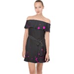 Butterflies, Abstract Design, Pink Black Off Shoulder Chiffon Dress