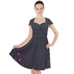 Butterflies, Abstract Design, Pink Black Cap Sleeve Midi Dress