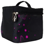 Butterflies, Abstract Design, Pink Black Make Up Travel Bag (Big)