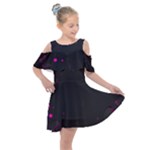 Butterflies, Abstract Design, Pink Black Kids  Shoulder Cutout Chiffon Dress