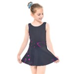 Butterflies, Abstract Design, Pink Black Kids  Skater Dress Swimsuit