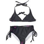 Butterflies, Abstract Design, Pink Black Kids  Classic Bikini Set