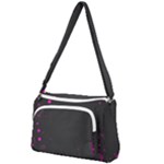Butterflies, Abstract Design, Pink Black Front Pocket Crossbody Bag
