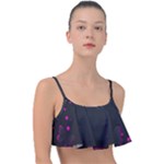 Butterflies, Abstract Design, Pink Black Frill Bikini Top