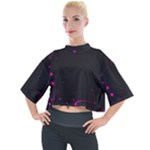 Butterflies, Abstract Design, Pink Black Mock Neck T-Shirt