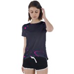 Butterflies, Abstract Design, Pink Black Short Sleeve Open Back T-Shirt