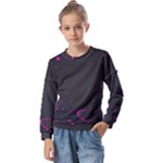 Butterflies, Abstract Design, Pink Black Kids  Long Sleeve T-Shirt with Frill 