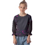 Butterflies, Abstract Design, Pink Black Kids  Cuff Sleeve Top