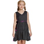 Butterflies, Abstract Design, Pink Black Kids  Sleeveless Tiered Mini Dress