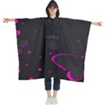 Butterflies, Abstract Design, Pink Black Women s Hooded Rain Ponchos
