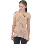 Lines Dots Pattern Abstract Art Cap Sleeve High Low Top