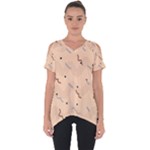 Lines Dots Pattern Abstract Art Cut Out Side Drop T-Shirt