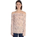 Lines Dots Pattern Abstract Art Off Shoulder Long Sleeve Top