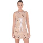 Lines Dots Pattern Abstract Art Lace Up Front Bodycon Dress