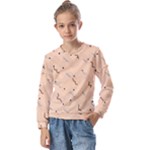 Lines Dots Pattern Abstract Art Kids  Long Sleeve T-Shirt with Frill 