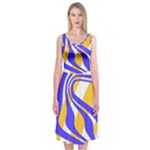 Print Pattern Warp Lines Midi Sleeveless Dress