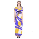 Print Pattern Warp Lines Short Sleeve Maxi Dress