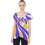 Print Pattern Warp Lines Lace Front Dolly Top