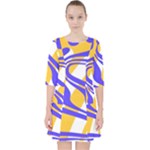 Print Pattern Warp Lines Quarter Sleeve Pocket Dress