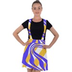 Print Pattern Warp Lines Velvet Suspender Skater Skirt