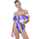 Print Pattern Warp Lines Frill Detail One Piece Swimsuit