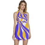 Print Pattern Warp Lines Sleeveless High Waist Mini Dress