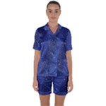 Texture Multicolour Ink Dip Flare Satin Short Sleeve Pajamas Set